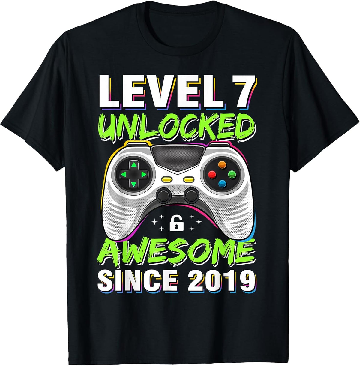 Level 7 Unlocked Awesome Since 2019 7th Birthday Gaming Boys Unisex , , , Long Sleeve Tee