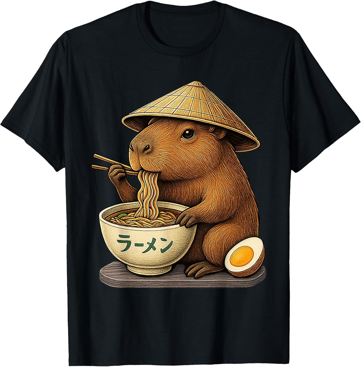 Capybara Eating Japanese Ramen Kawaii Anime tee Funny Kids Unisex , , , Long Sleeve Tee
