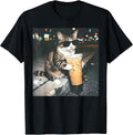 Funny Cat Drinking Iced Coffee Funny Cat Lover Animal Meme Unisex , , , Long Sleeve Tee