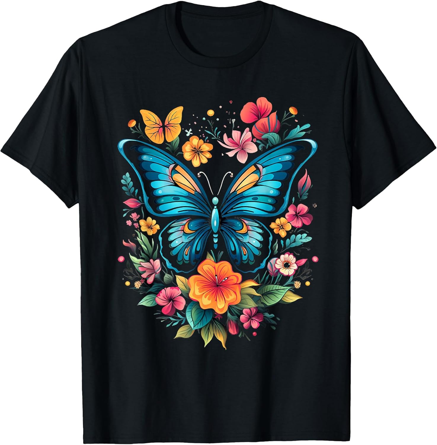 Butterfly with Flowers I Aesthetic Butterfly Unisex , , , Long Sleeve Tee