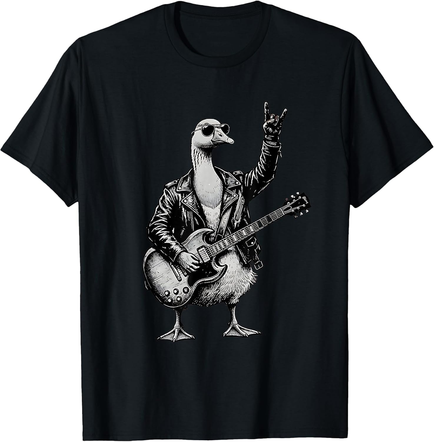 Funny Rock Music Band Goose Playing Guitar Retro Graphic Unisex , , , Long Sleeve Tee