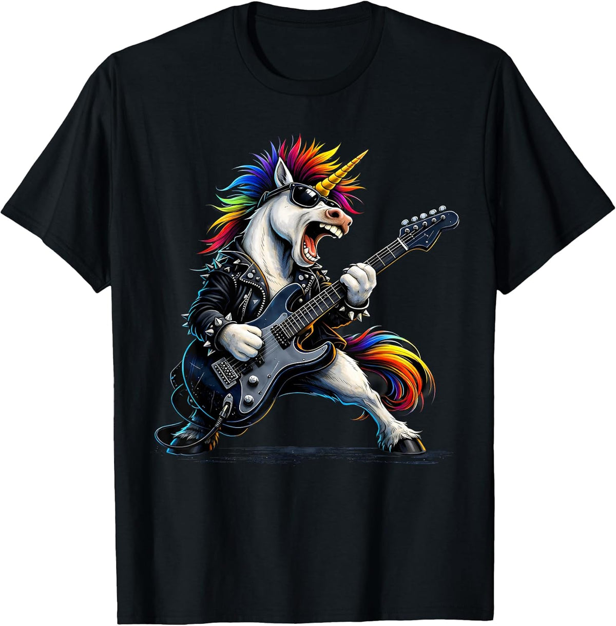 Rock'n Roll Unicorn Guitar Punk Music Rock Band Rock Star Unisex , , , Long Sleeve Tee
