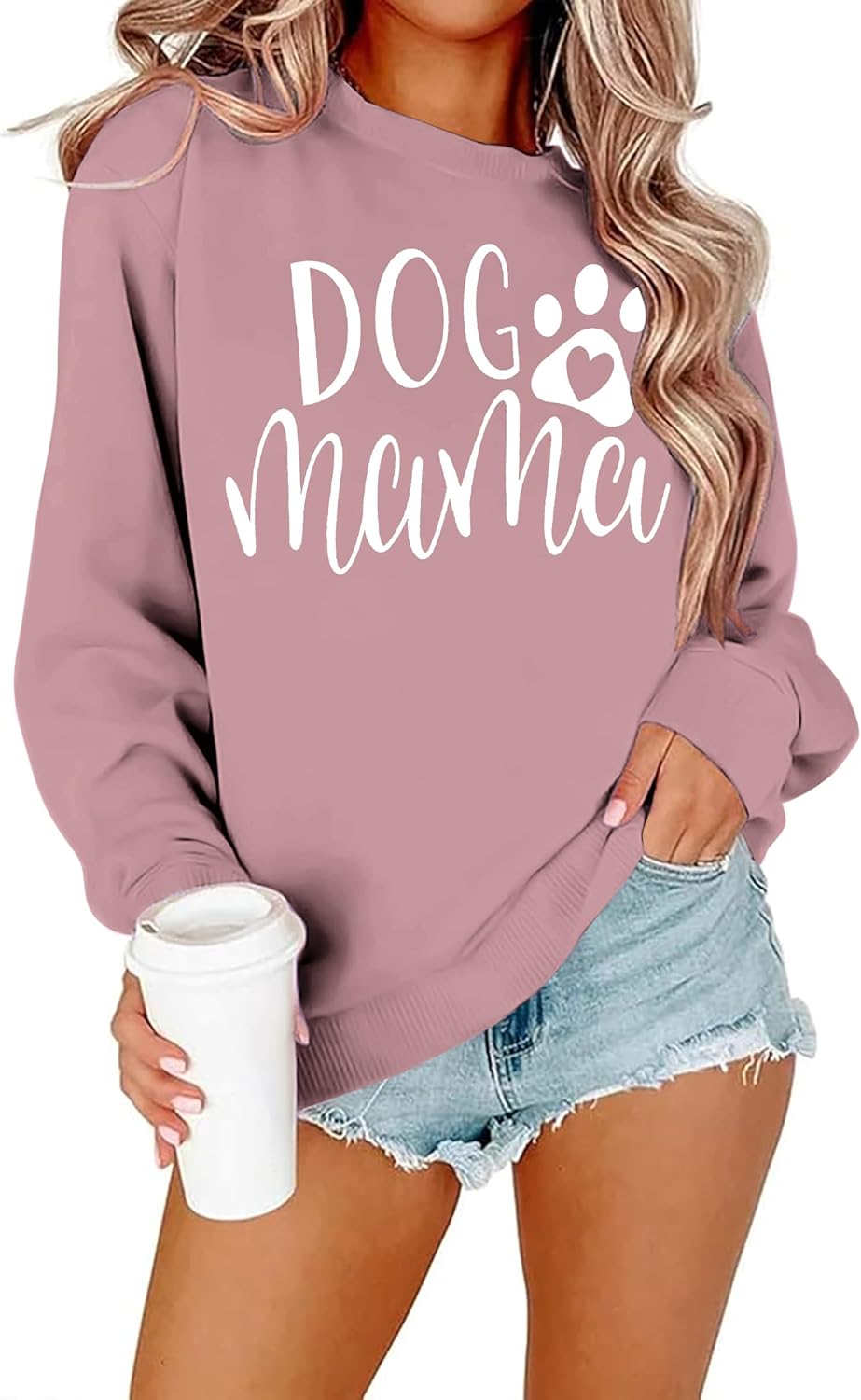 Dog Mom Women Dog Mama Graphic Shirt Cute Paw Shirts Puppy Lover Pullover Casual Long Sleeve Tee Tops