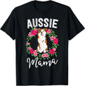 Aussie Mama Australian Shepherd Gift Dog Lover Floral Men Women Girls Kids Unisex , , , Long Sleeve Tee