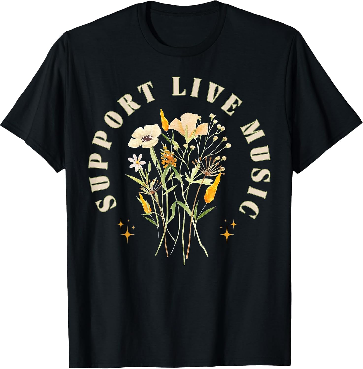 Support Live Music Floral Music Teacher Musician Band Lover Unisex , , , Long Sleeve Tee