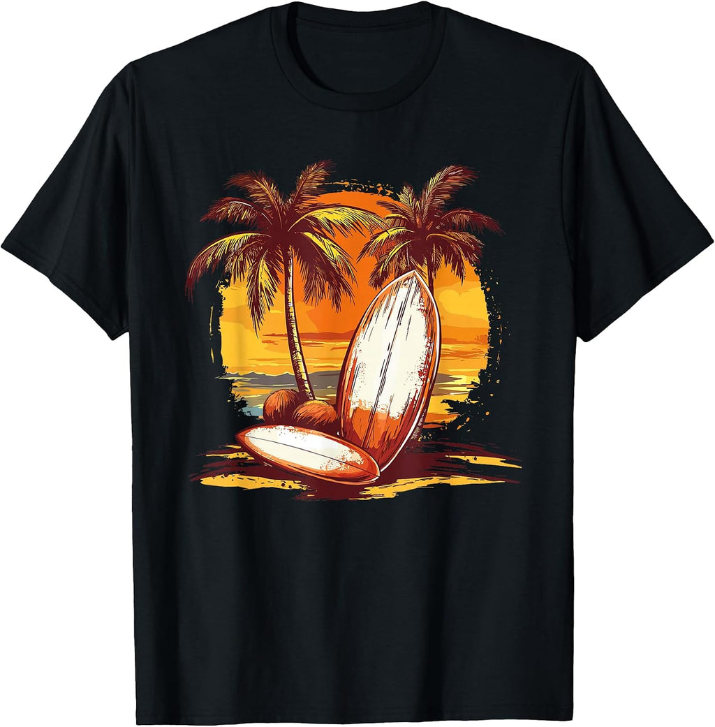 Sunset Surf Beach Vintage Palm Trees