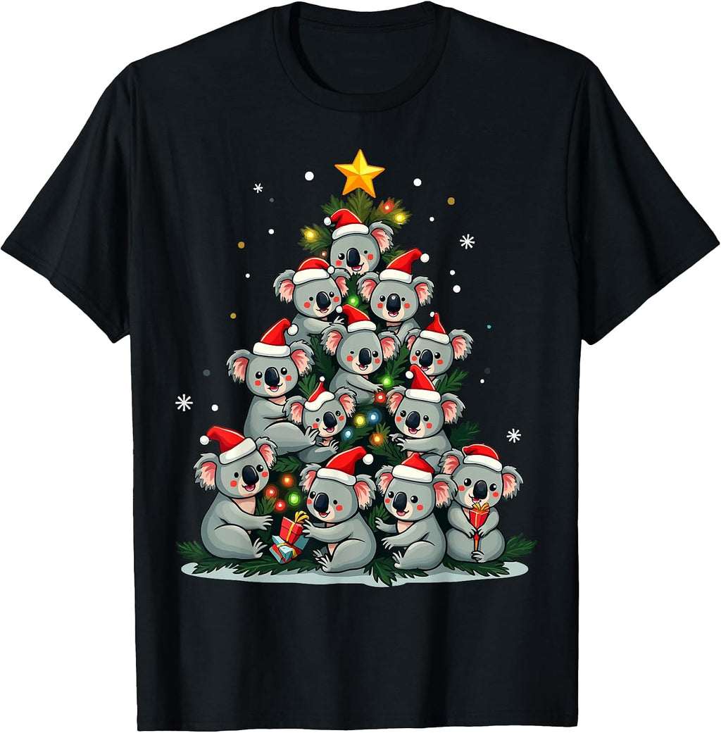 Tree Hugger Christmas Koala Tree Lights Santa Hats