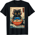 Cat Ramen Japanese Funny Graphic Tees Kawaii Cat Anime Gifts Unisex , , , Long Sleeve Tee