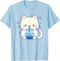 Kawaii Cat Boba Japanese Cute Aesthetic Anime Girls Teens Unisex , , , Long Sleeve Tee