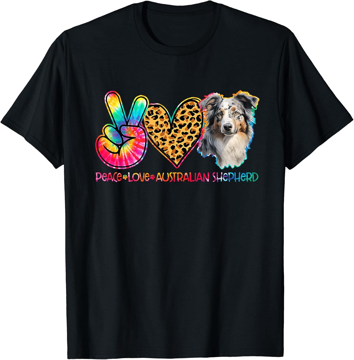 Peace Love Australian Shepherd Tie Dye Dog Lover Unisex , , , Long Sleeve Tee