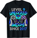 Level 9 Unlocked Awesome Since 2017 9th Birthday Gaming Unisex , , , Long Sleeve Tee