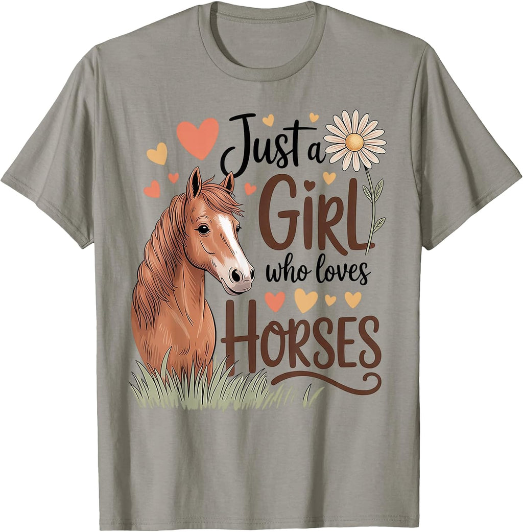 Cute Tee for Girls Horseback Who Love Riding Horse