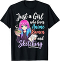 Just A Girl Who Loves Anime Ramen and Sketching Unisex , , , Long Sleeve Tee