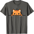 Cute Orange Kitty Cat Peeking Over at You Ginger Cat Lover Unisex , , , Long Sleeve Tee