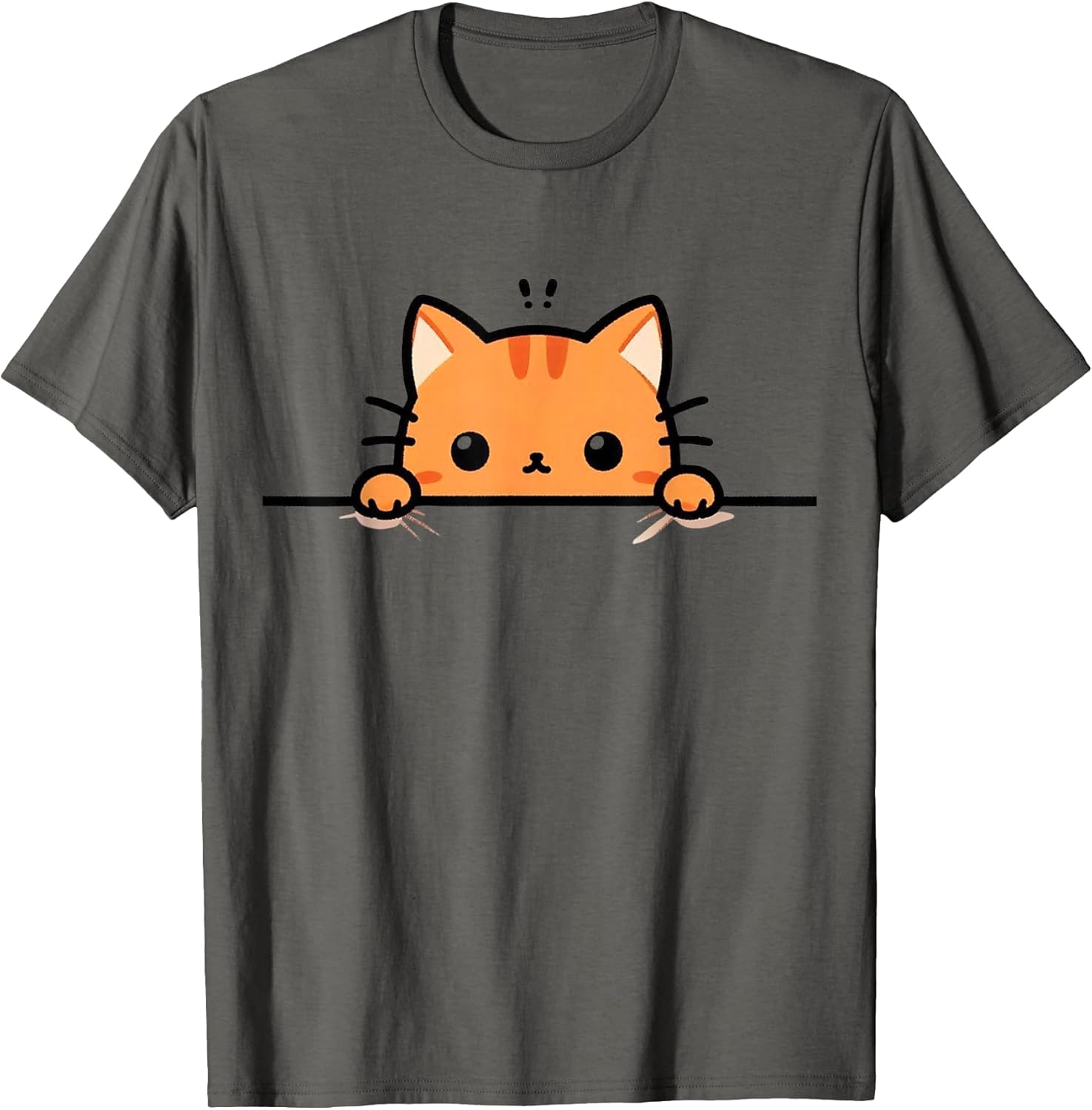 Cute Orange Kitty Cat Peeking Over at You Ginger Cat Lover Unisex , , , Long Sleeve Tee