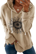 Womens Graphic s Long Sleeve Pullover Drawstring Hooded Casual Loose fit Tunic Tops 2025