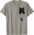 Cute Black Cat Pocket Funny Gifts Cat Mom Cat Dad Cat Lover Unisex , , , Long Sleeve Tee