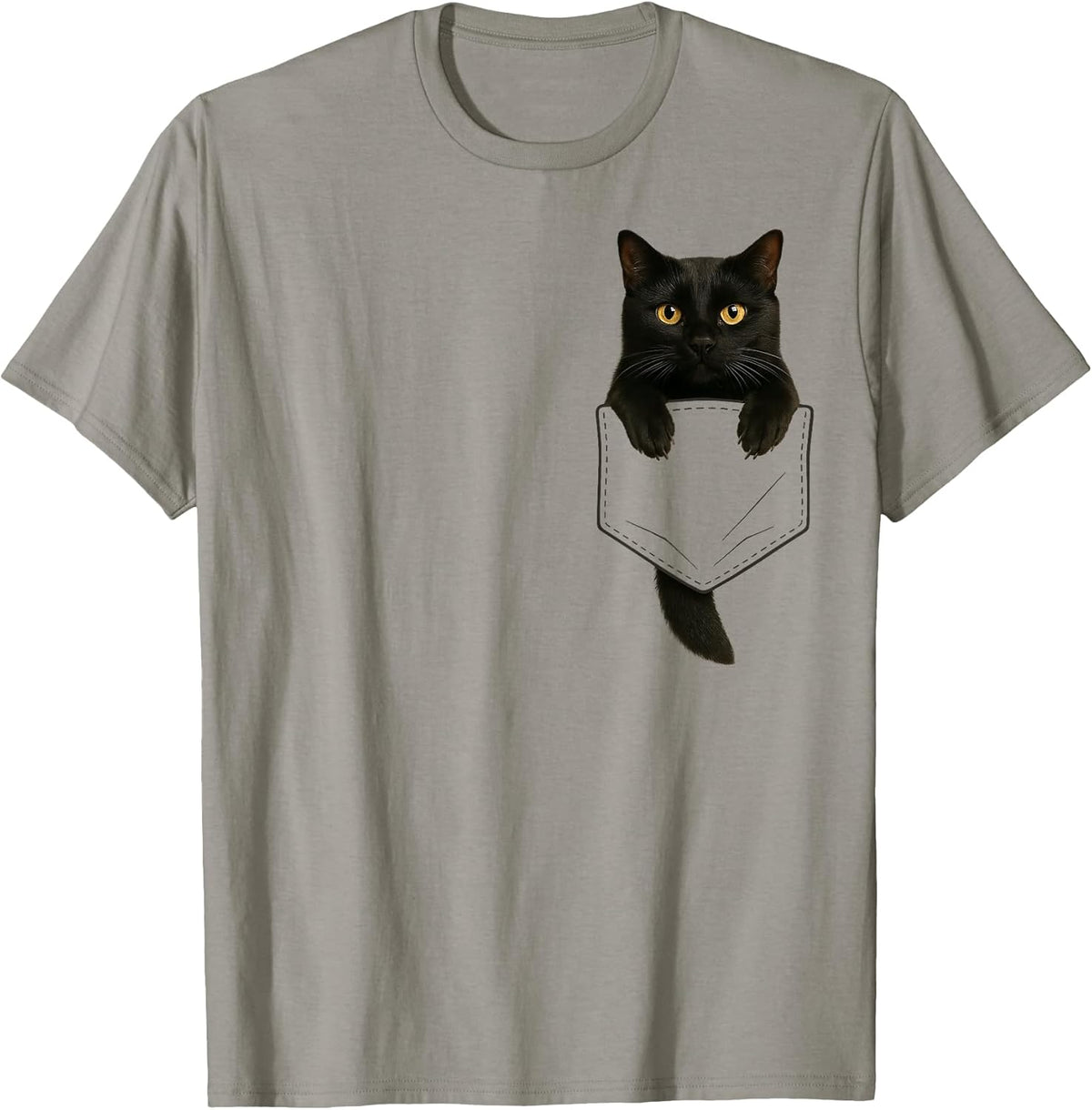 Cute Black Cat Pocket Funny Gifts Cat Mom Cat Dad Cat Lover Unisex , , , Long Sleeve Tee