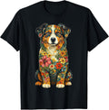 Floral Australian Shepherd Aussie Lover Dog Moms Mama Women Unisex , , , Long Sleeve Tee