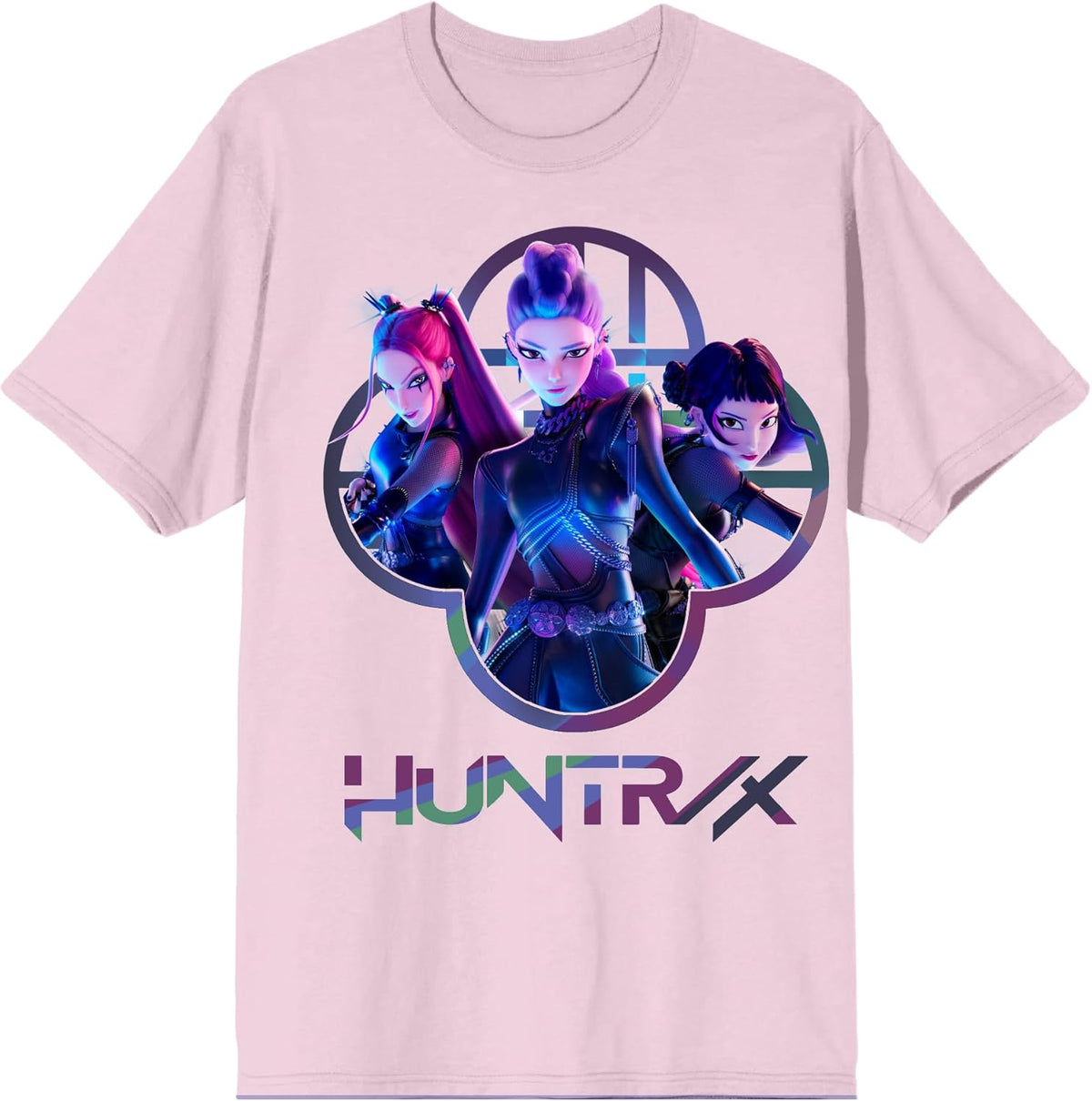 Kpop Demon Hunters Huntrix Capture Color Adult Pink Crew Neck Short Sleeve -XXL Unisex , , , Long Sleeve Tee