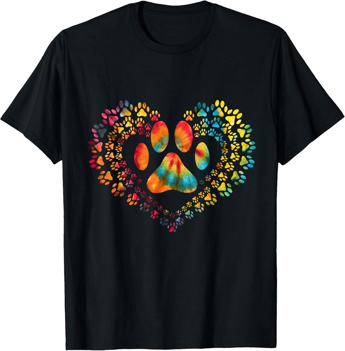 Tie Dye Love Dog Paw Print Heart Animal Lover Unisex , , , Long Sleeve Tee