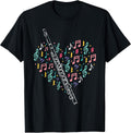 Flute Heart - Flute Player Flutist Marching Band Music Unisex , , , Long Sleeve Tee