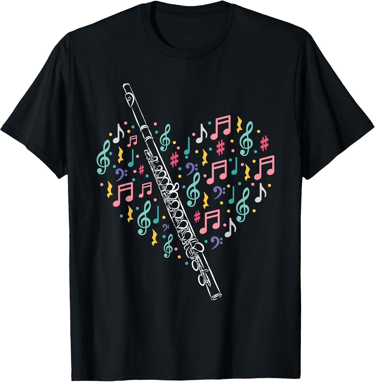 Flute Heart - Flute Player Flutist Marching Band Music Unisex , , , Long Sleeve Tee