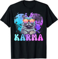 Cute Funny Cat Lover Heart Shape Karma Unisex , , , Long Sleeve Tee
