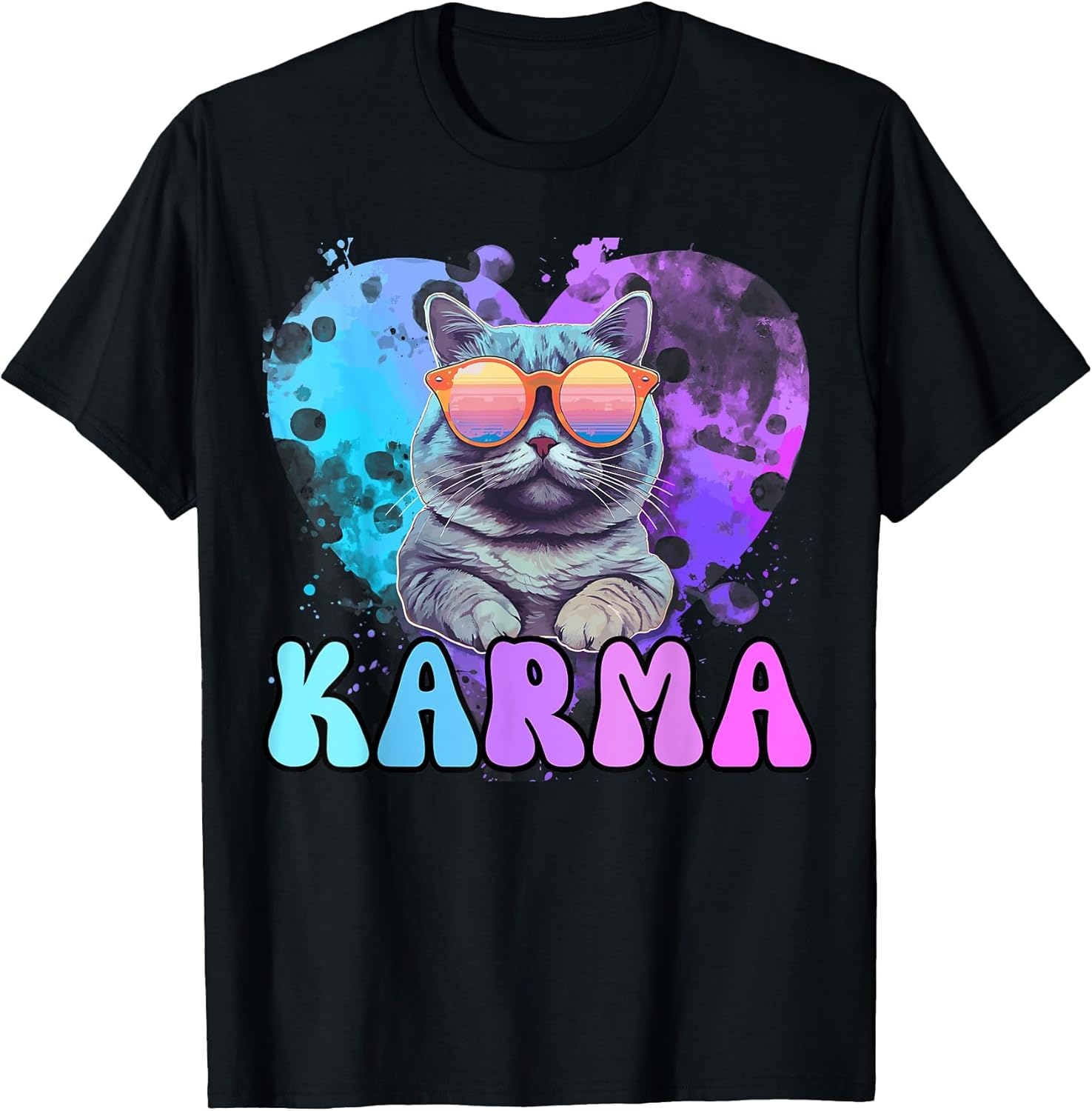 Cute Funny Cat Lover Heart Shape Karma Unisex , , , Long Sleeve Tee