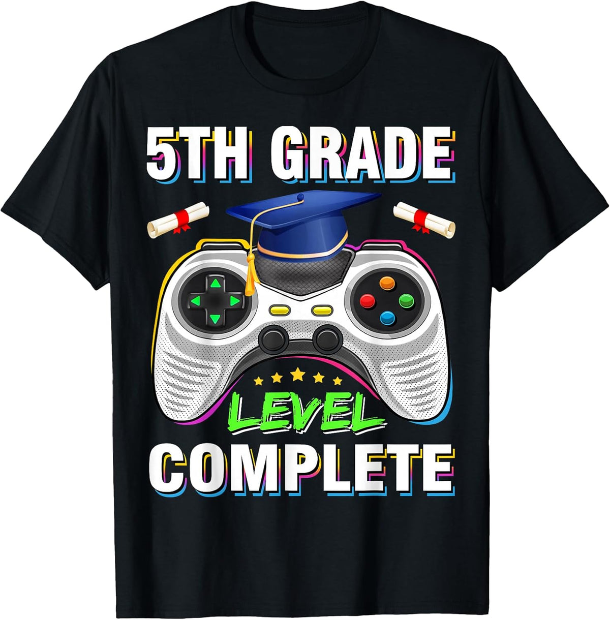 5th Grade Level Complete Graduation Gaming Class 2025 Gamer Unisex , , , Long Sleeve Tee