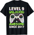 Level 9 Unlocked Awesome Since 2017 9th Birthday Gaming Boys Unisex , , , Long Sleeve Tee