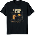 I Destroy Silence Drummer Band for Men Classic Rock Metal Band Graphic Tee Vintage Drummer Gift for Music Lovers