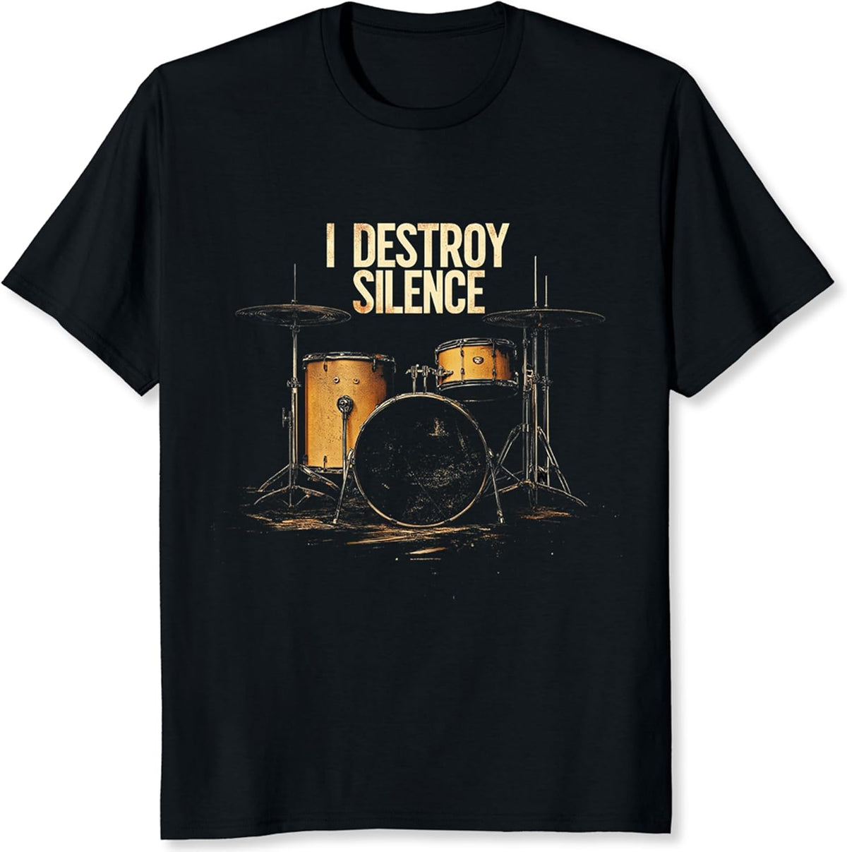 I Destroy Silence Drummer Band for Men Classic Rock Metal Band Graphic Tee Vintage Drummer Gift for Music Lovers
