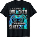 Level 8 Unlocked Awesome Since 2018 8th Birthday Gaming Unisex , , , Long Sleeve Tee