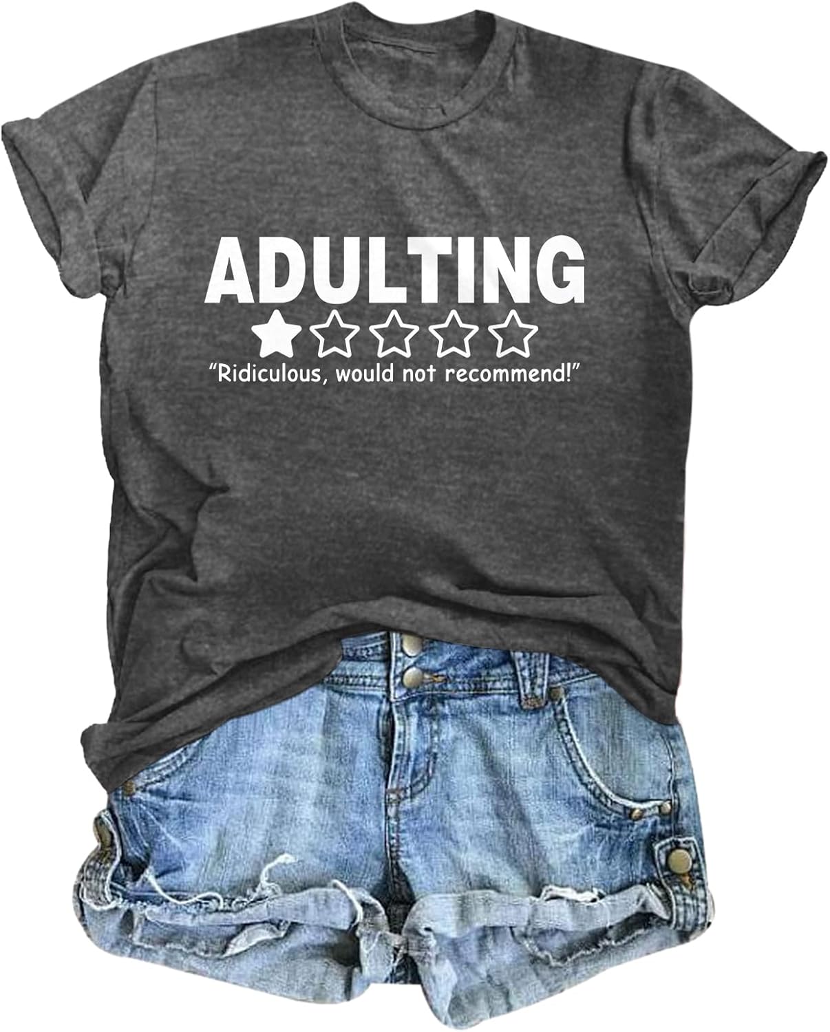 Funny T Shirts for Women Graphic Tees Adulting Would Not Recommend Print Sarcastic Shirt Loose Fit Tee Tops