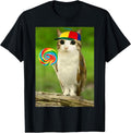 Meowl Cat Owl with Lollipop Funny Cursed Internet Cat Lover Unisex , , , Long Sleeve Tee