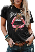 Rock N Roll Shirt Women Vintage Rock Music Graphic Shirt Country Music Tee Funny Letter Printed Casual Short Sleeve Tops