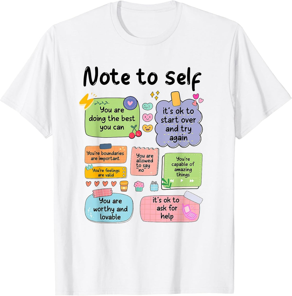Note to Self Motivational Be Yourself Mental Health Matters Unisex , , , Long Sleeve Tee