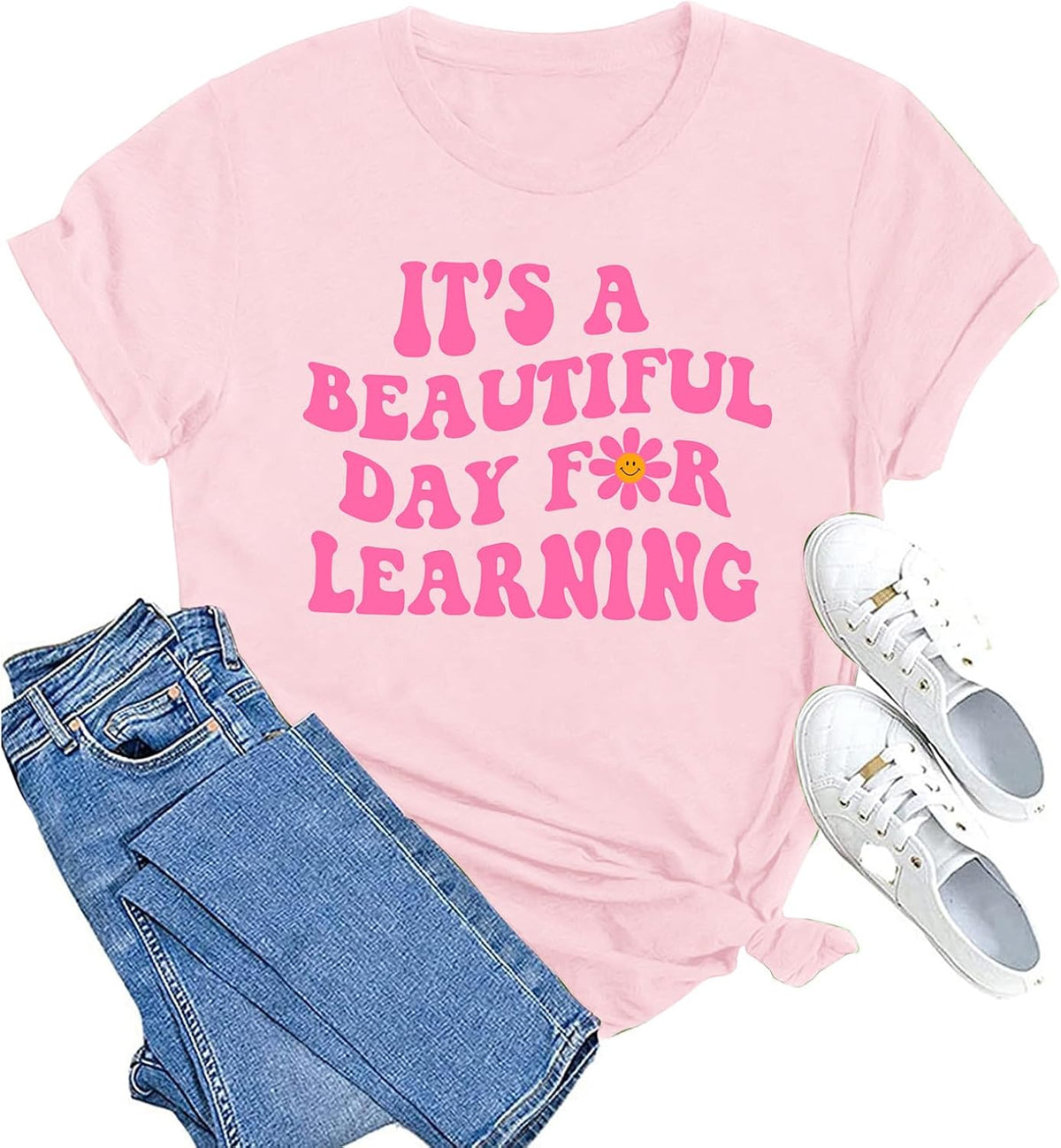 Women Teacher Life Shirt Teacher Gift Short Sleeve Shirts It s a Beautiful Day for Learning