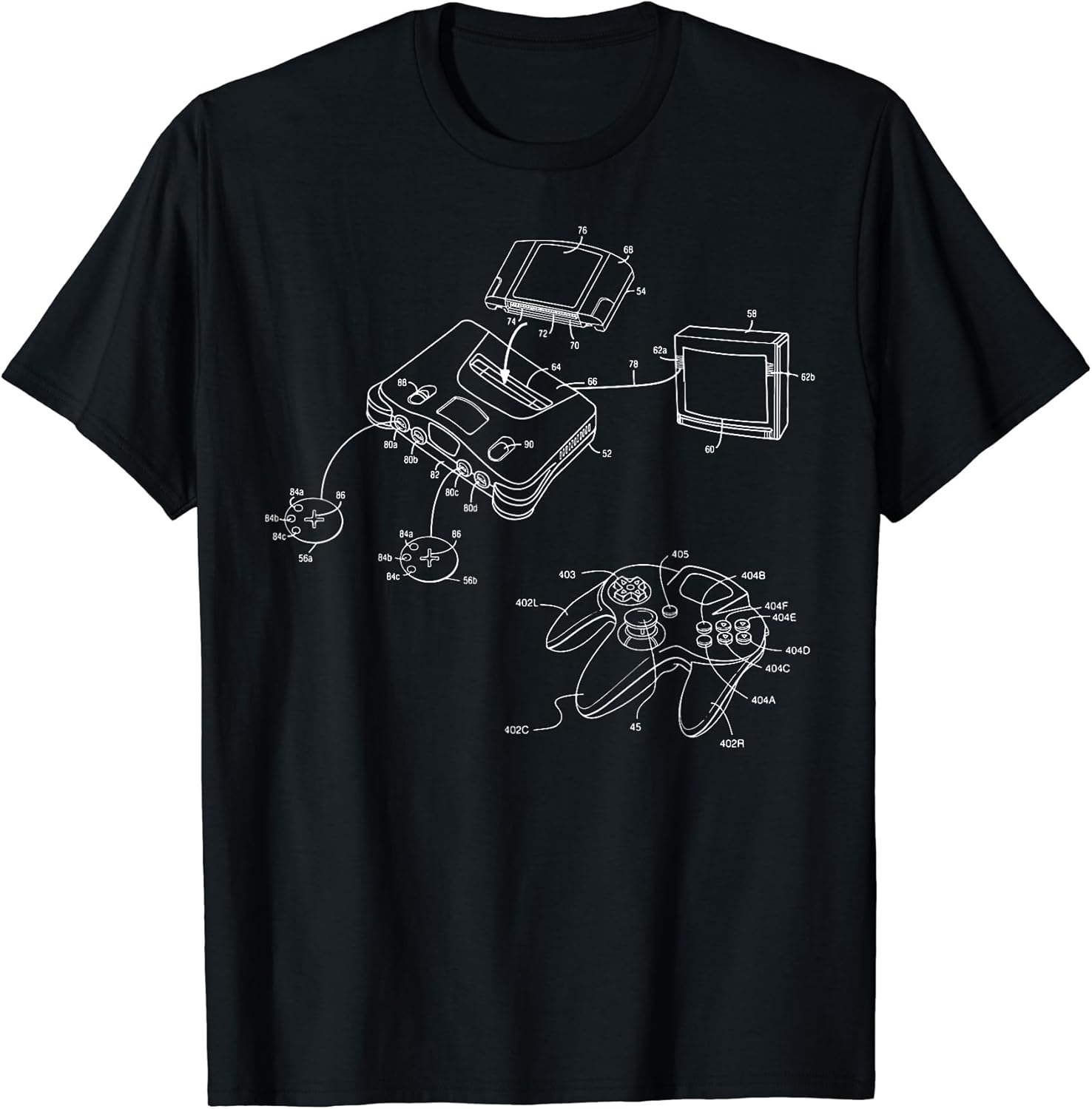 Vintage Gaming Diagram - Video Game Controller Gamer Gift Unisex , , , Long Sleeve Tee