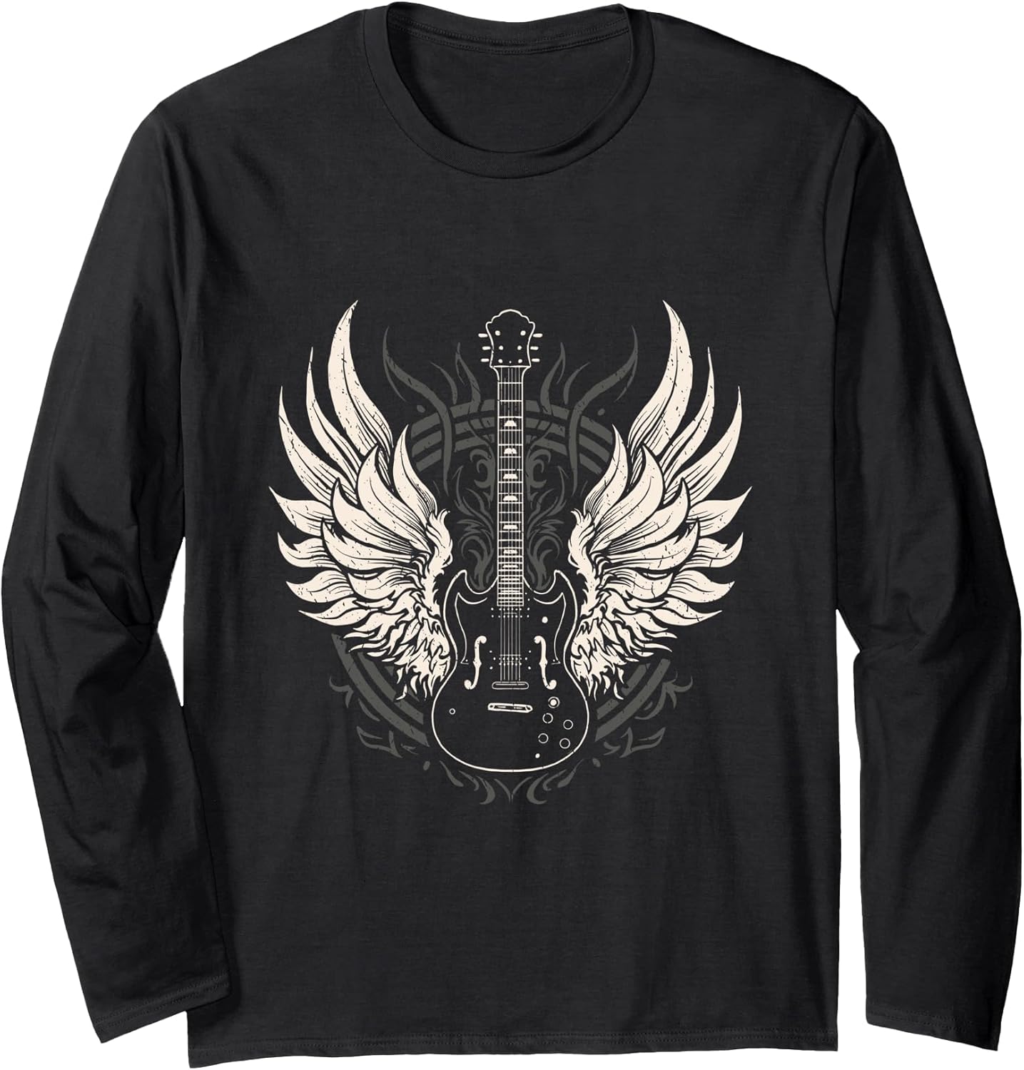 Guitar Wings Vintage Retro 80s Rock & Roll Music Long Sleeve Unisex , , , Long Sleeve Tee