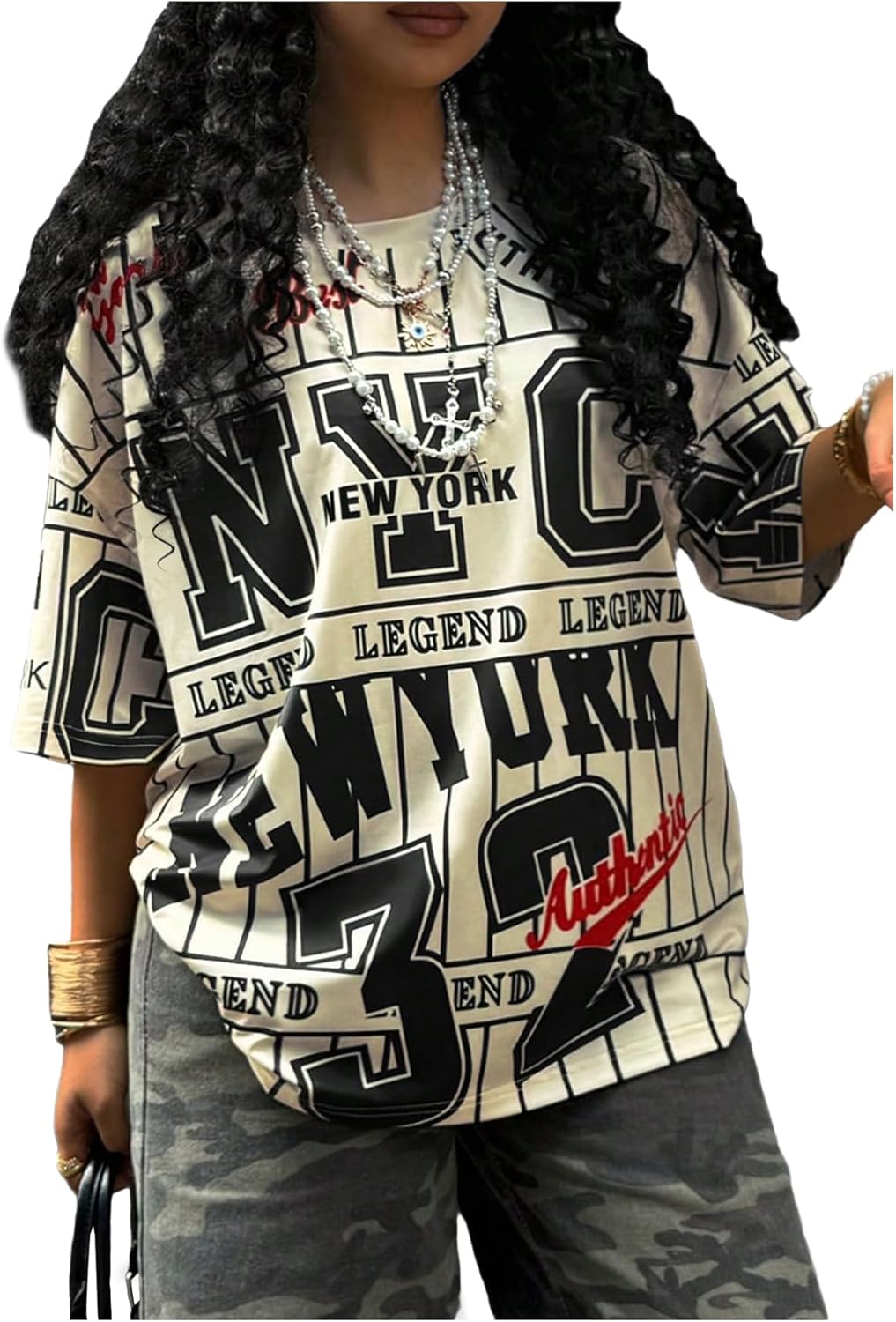 Women's Y2k Graphic Drop Shoulder Short Sleeve Baggy Tee Tops Streetwear Unisex , , , Long Sleeve Tee