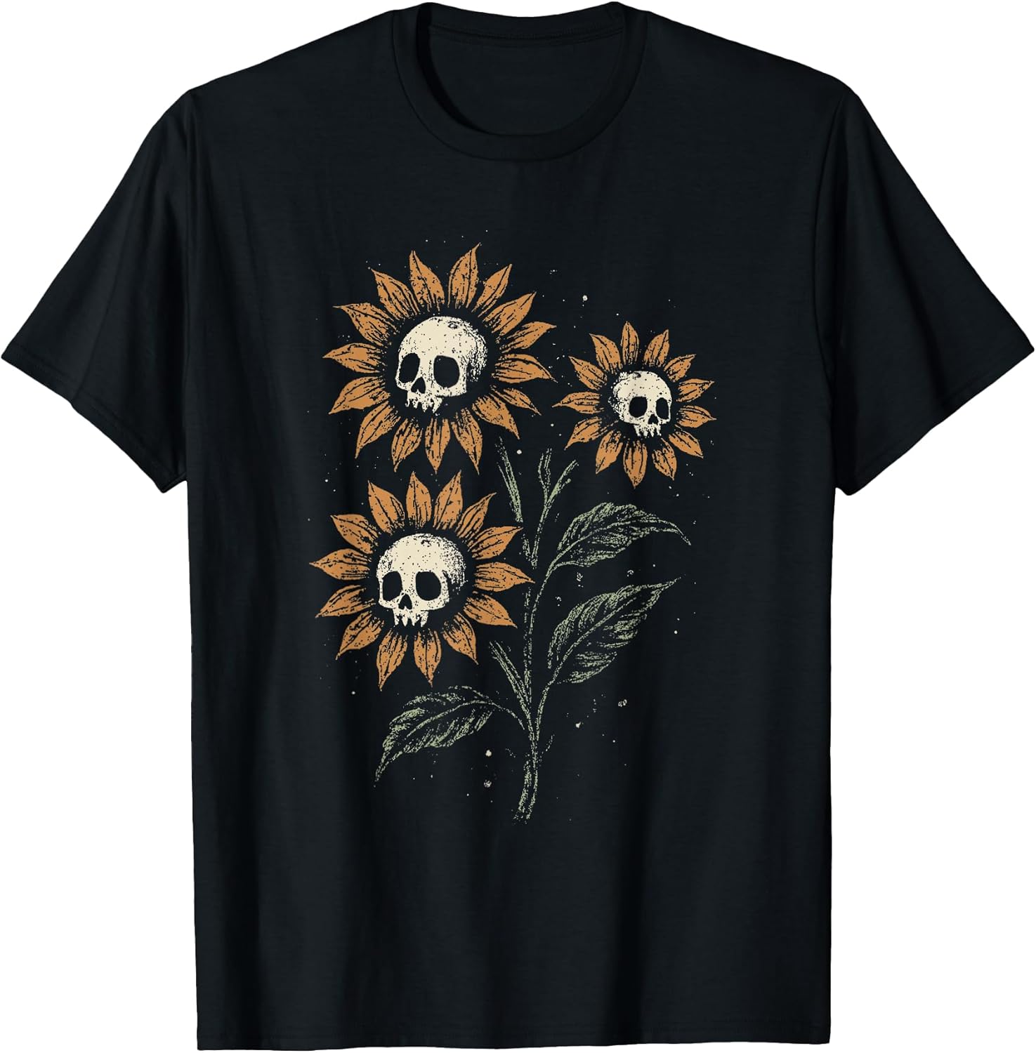 Skull Sunflowers Gothic Goth Creepy Cute Alt Grunge Y2K Unisex , , , Long Sleeve Tee