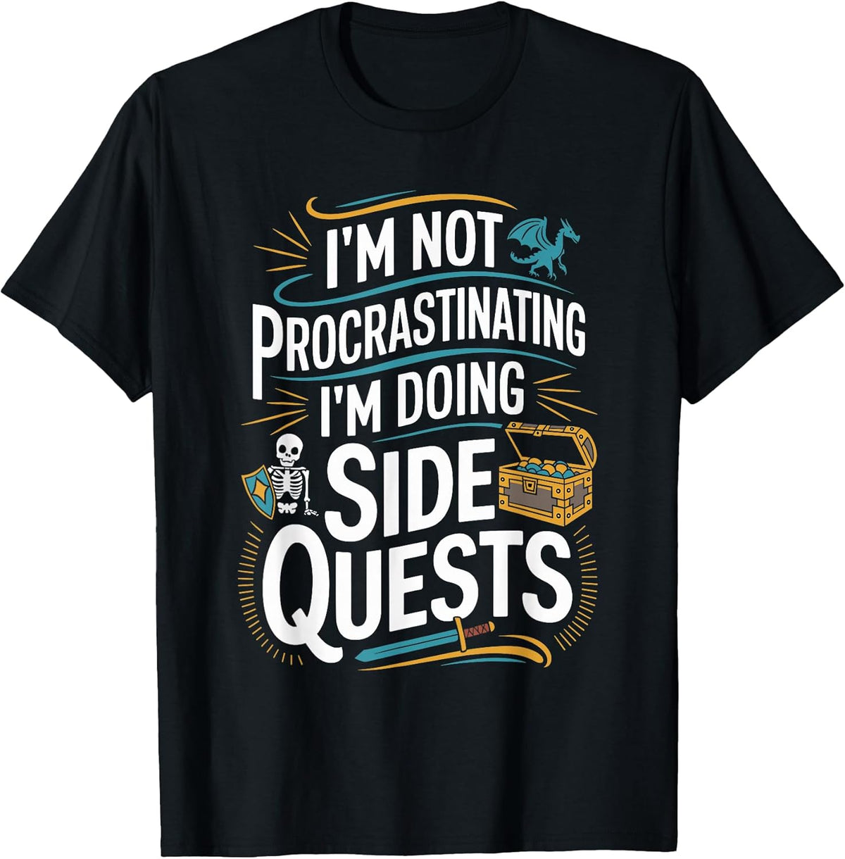 Unisex-Adult Black Modern Classic Small Short Sleeve Crew Neck Humorous Gaming Graphic Lightweight