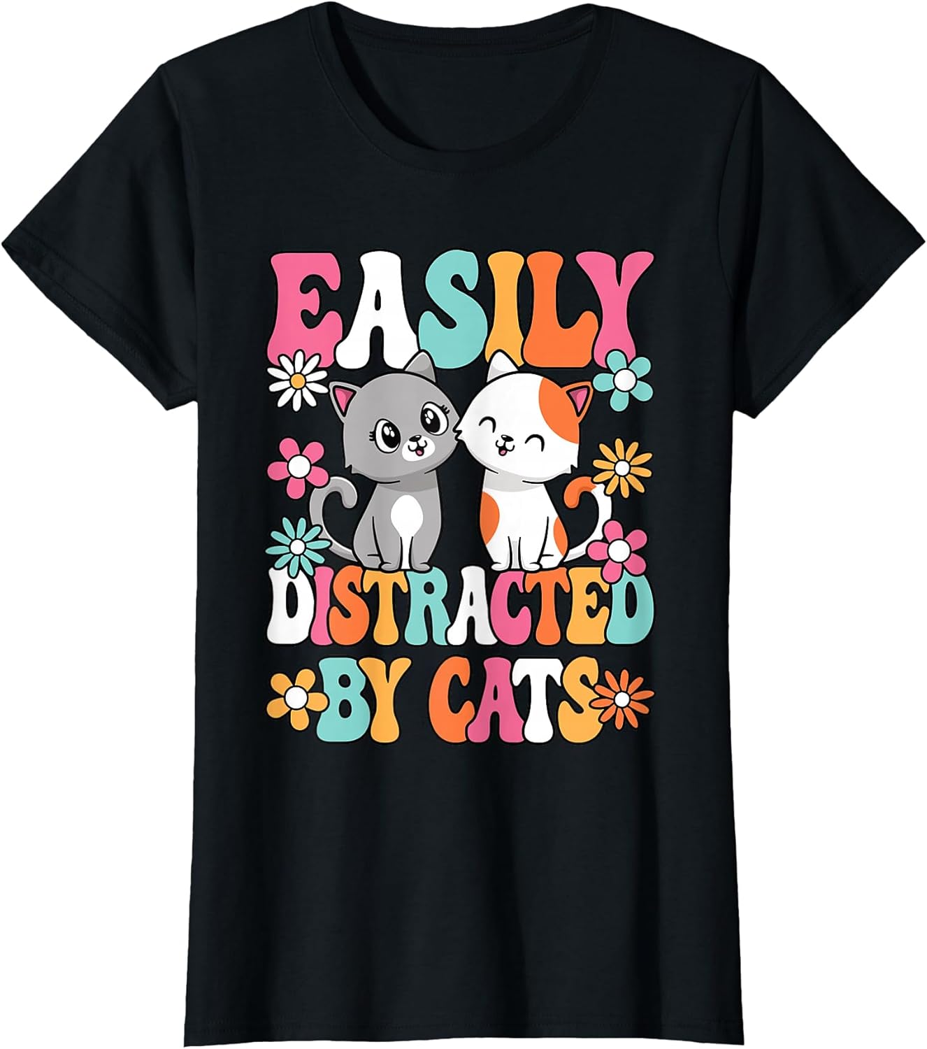 Easily Distracted by Cats Cat Lover Kitten Women Girls Kids Unisex , , , Long Sleeve Tee