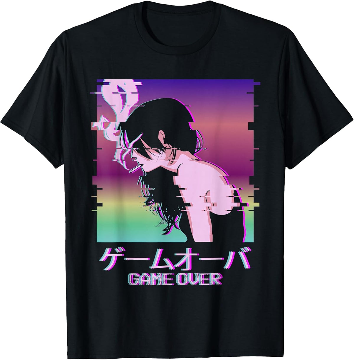 Vaporwave Anime Girl Indie Old Aesthetic Sad Anime Girl Unisex , , , Long Sleeve Tee