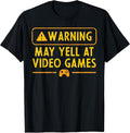 Gaming Warning May Yell at Video Games Gamer Men Boys Kids Unisex , , , Long Sleeve Tee