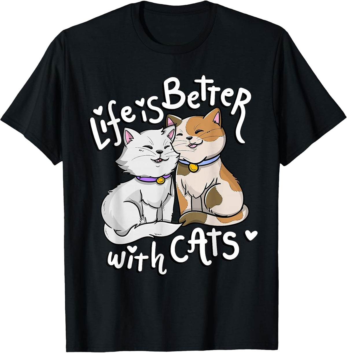 Valentine's Cat Lover Life is Better with Cats Mother's Day Small Unisex , , , Long Sleeve Tee