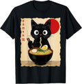 Anime Cat Ramen Japanese Funny Cat Graphic Tees Anime Gifts Unisex , , , Long Sleeve Tee