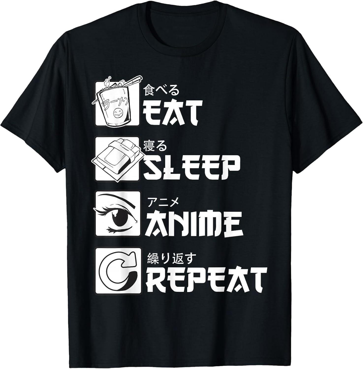 Eat Sleep Anime Repeat Manga Shirts Men Women Unisex , , , Long Sleeve Tee